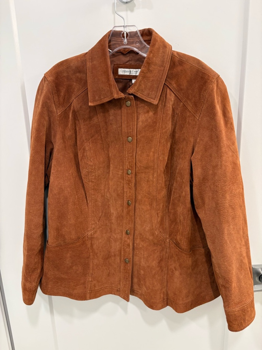 Vintage 1990s Coldwater Creek Cognac Brown Suede Western Jacket Size Large